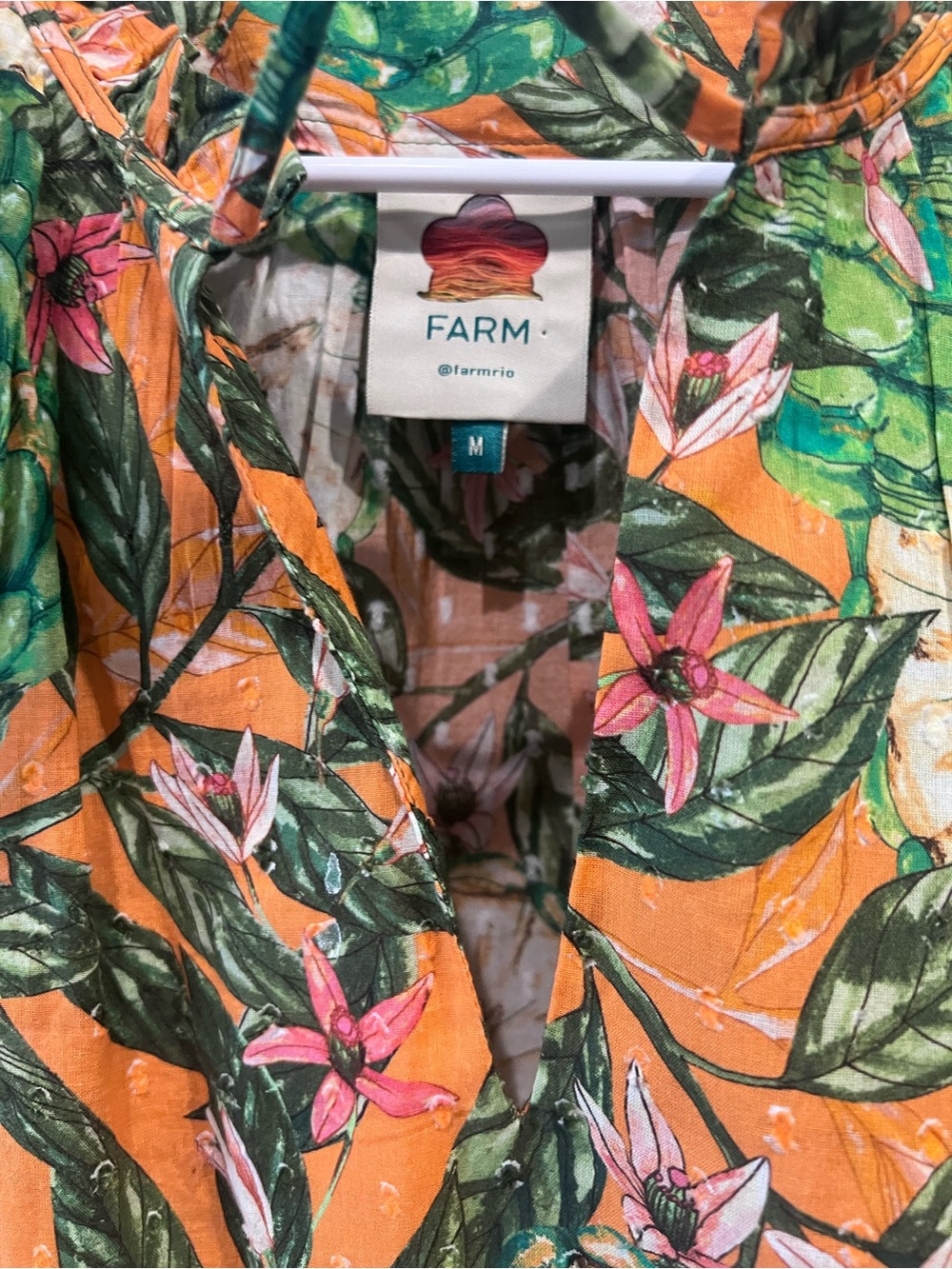 FARM Rio Tropical Botanical Ruffle-Sleeve Blouse Size Medium - Picture 5 of 16